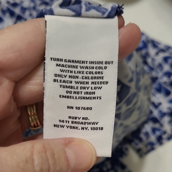 Ruby Rd Blue Geometric Sleeveless Jumpsuit size Large - Picture 7 of 12